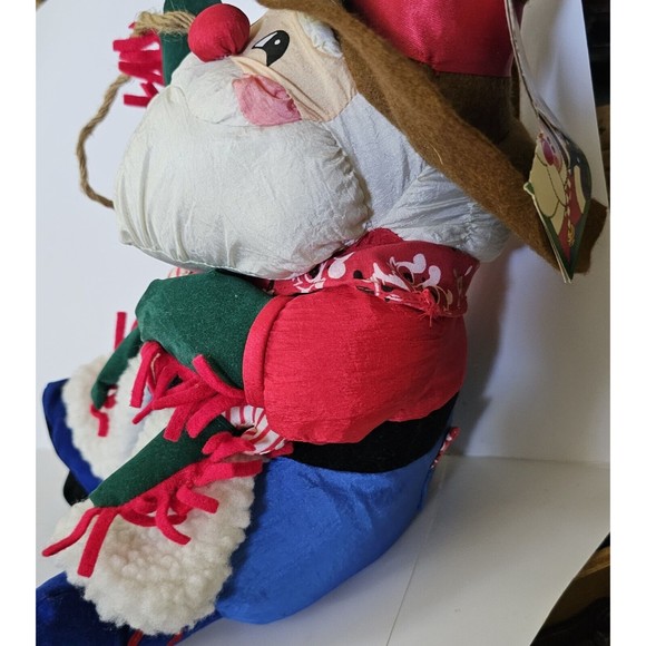 Plush Vintage Christmas Cowboy Santa Partial Tag Candy Cane Guns... - Picture 6 of 16
